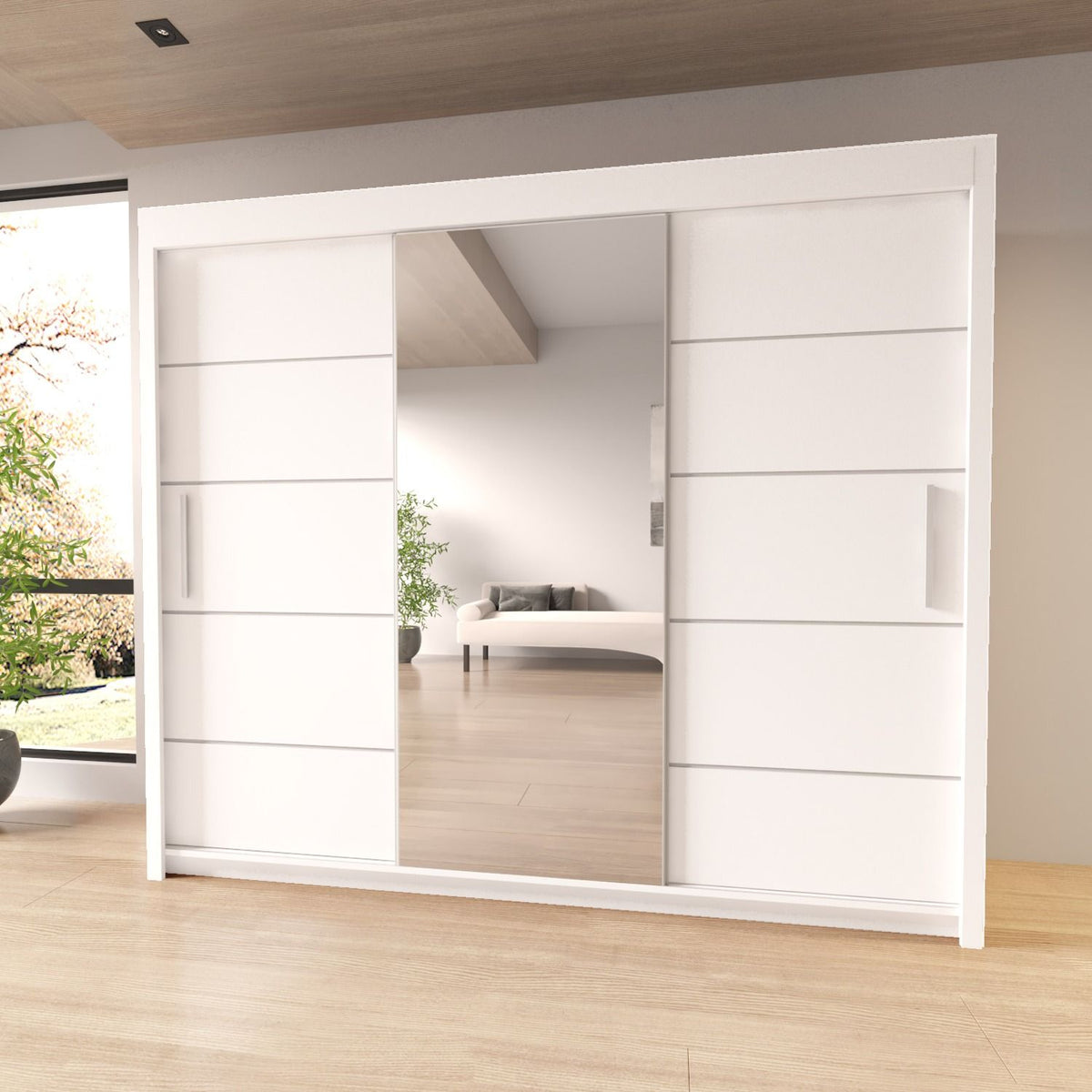 Lyon Mirrored Sliding Door Wardrobe - 250 cm
