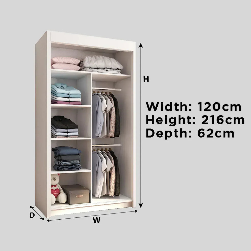 Lyon Mirrored Sliding Door Wardrobe—120 cm