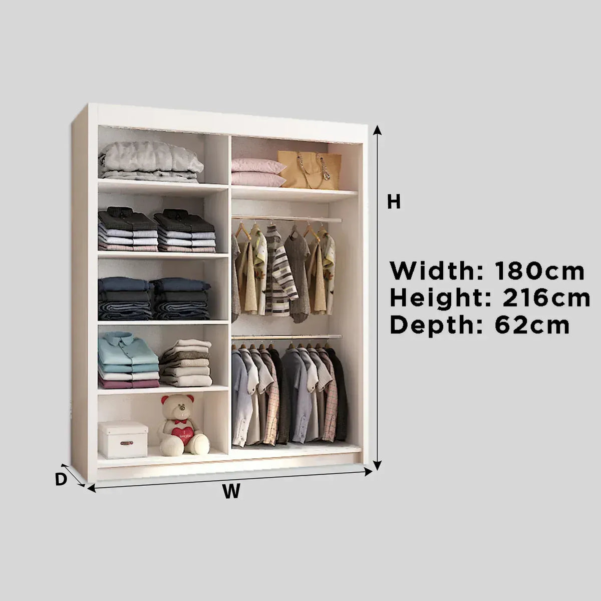 Lyon Mirrored Sliding Door Wardrobe - 180 cm