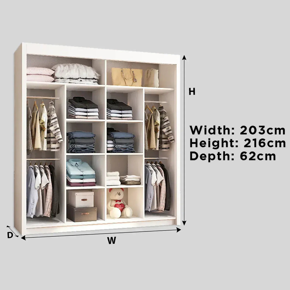 Sliding Wardrobe Centre Mirror Door 203cm – Oslo
