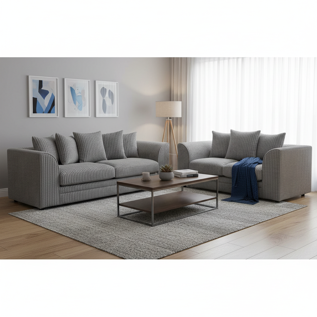 Manny Jumbo Cord 3+2 Seater Sofa Set