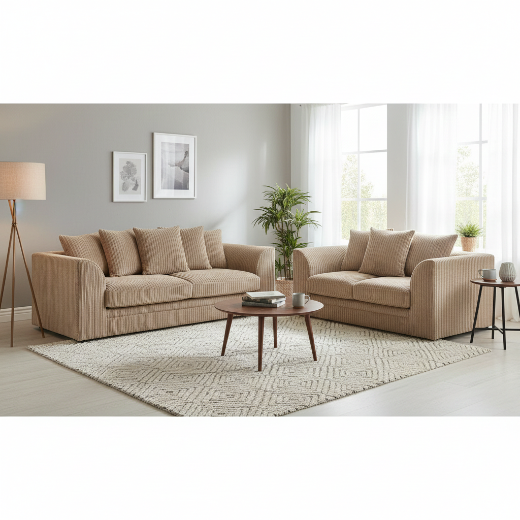 Manny Jumbo Cord 3+2 Seater Sofa Set