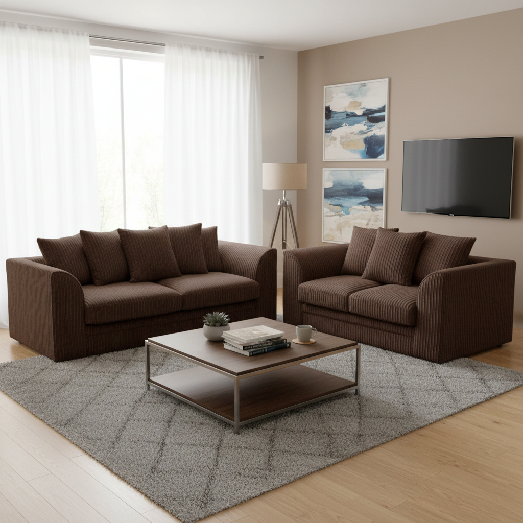 Manny Jumbo Cord 3+2 Seater Sofa Set