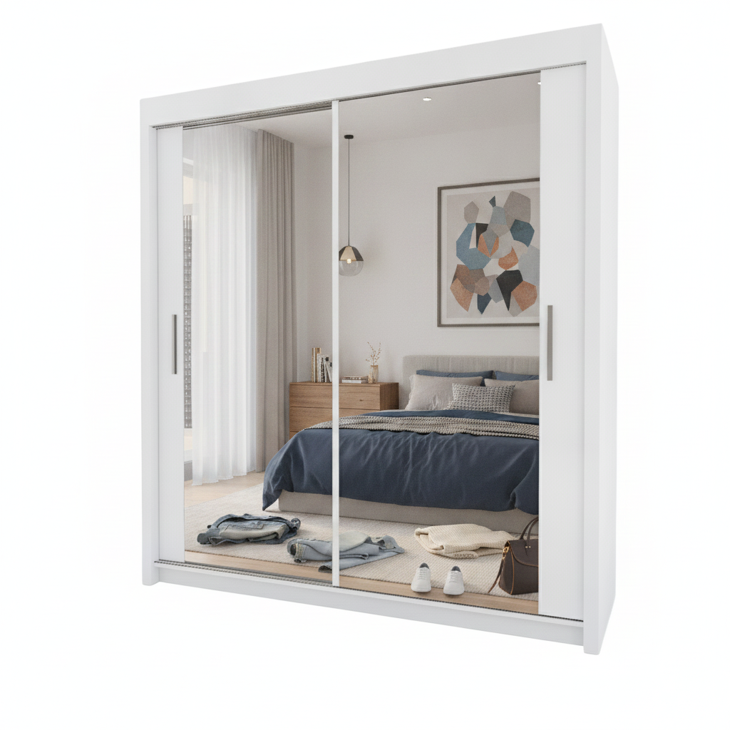 Miro 2 Door Full Mirror Sliding Wardrobe - 150 cm