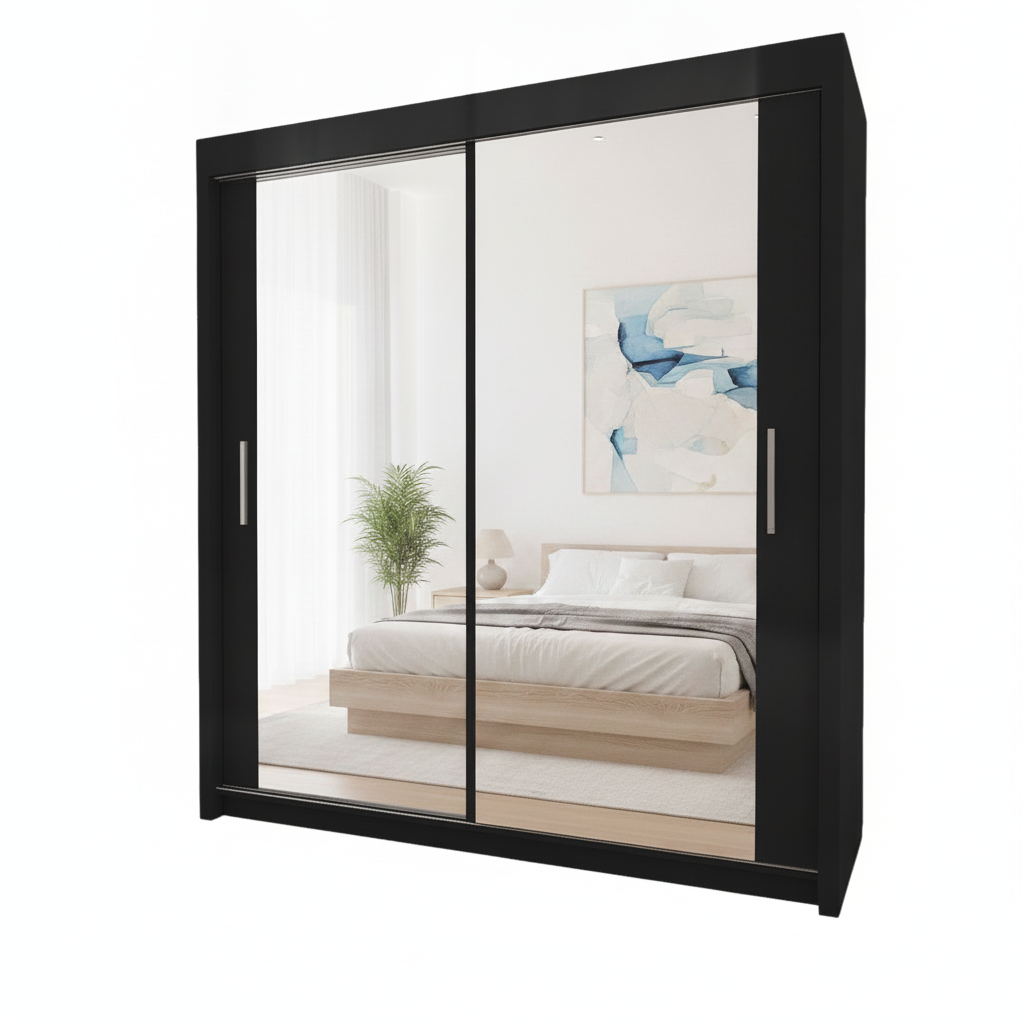 Miro 2-Door Full Mirror Sliding Wardrobe - 90 cm