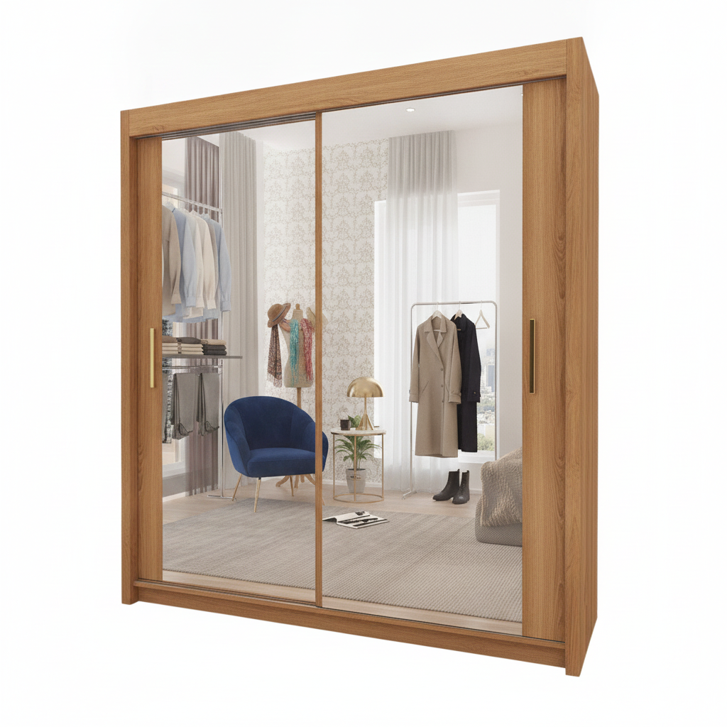 Miro 2 Door Mirrored Sliding Wardrobe - 100 cm