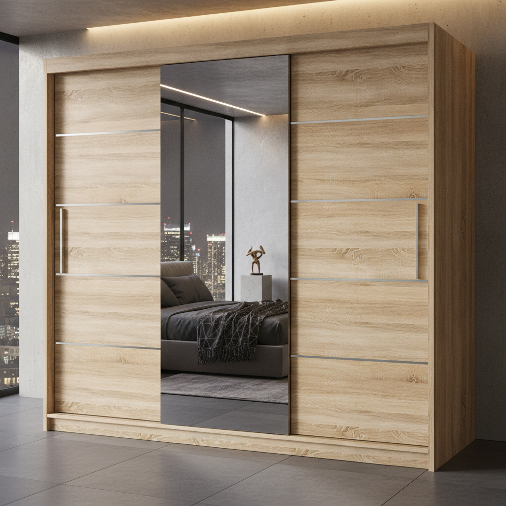 Lyon Mirrored Sliding Door Wardrobe - 250 cm