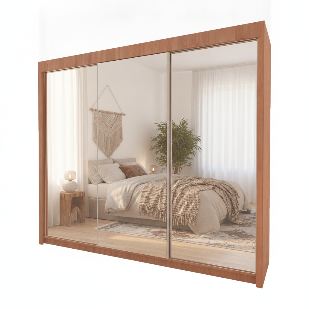 Miro 3-Door Full Mirror Sliding Wardrobe - 250 cm