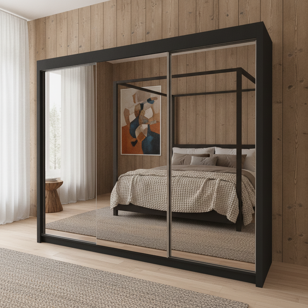 Miro 3-Door Full Mirror Sliding Wardrobe - 250 cm