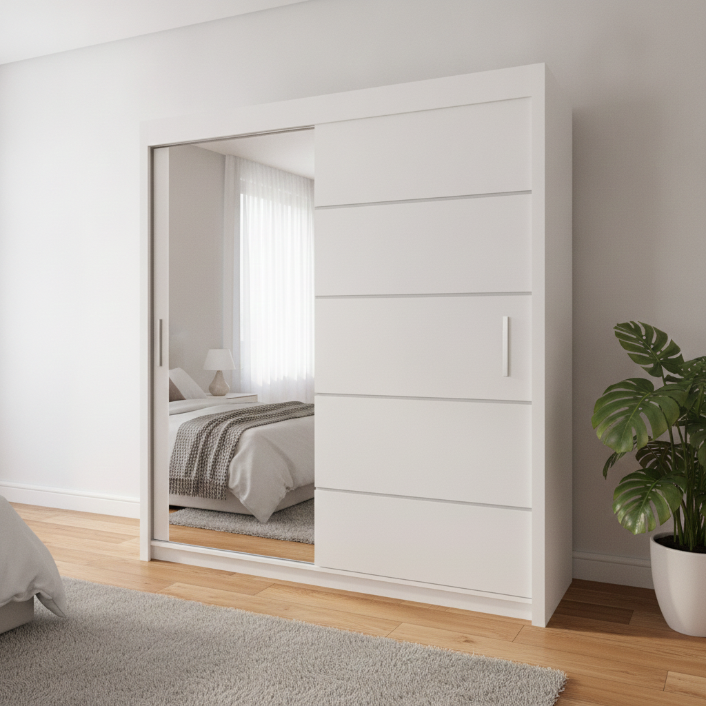 Lyon Mirrored Sliding Door Wardrobe -150 cm