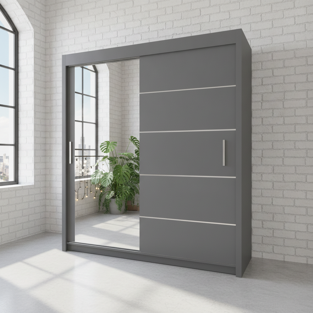 Lyon Mirrored Sliding Door Wardrobe -150 cm