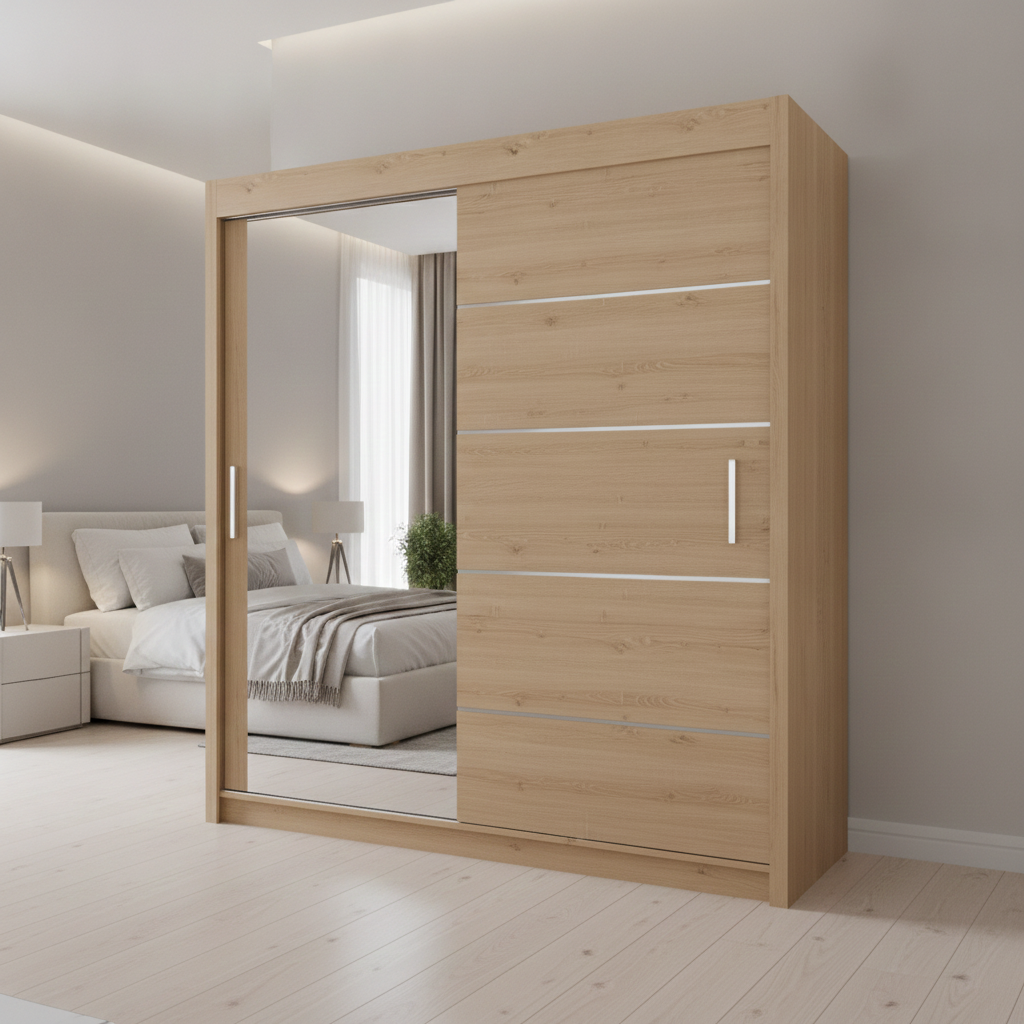 Lyon Mirrored Sliding Door Wardrobe - 203 cm