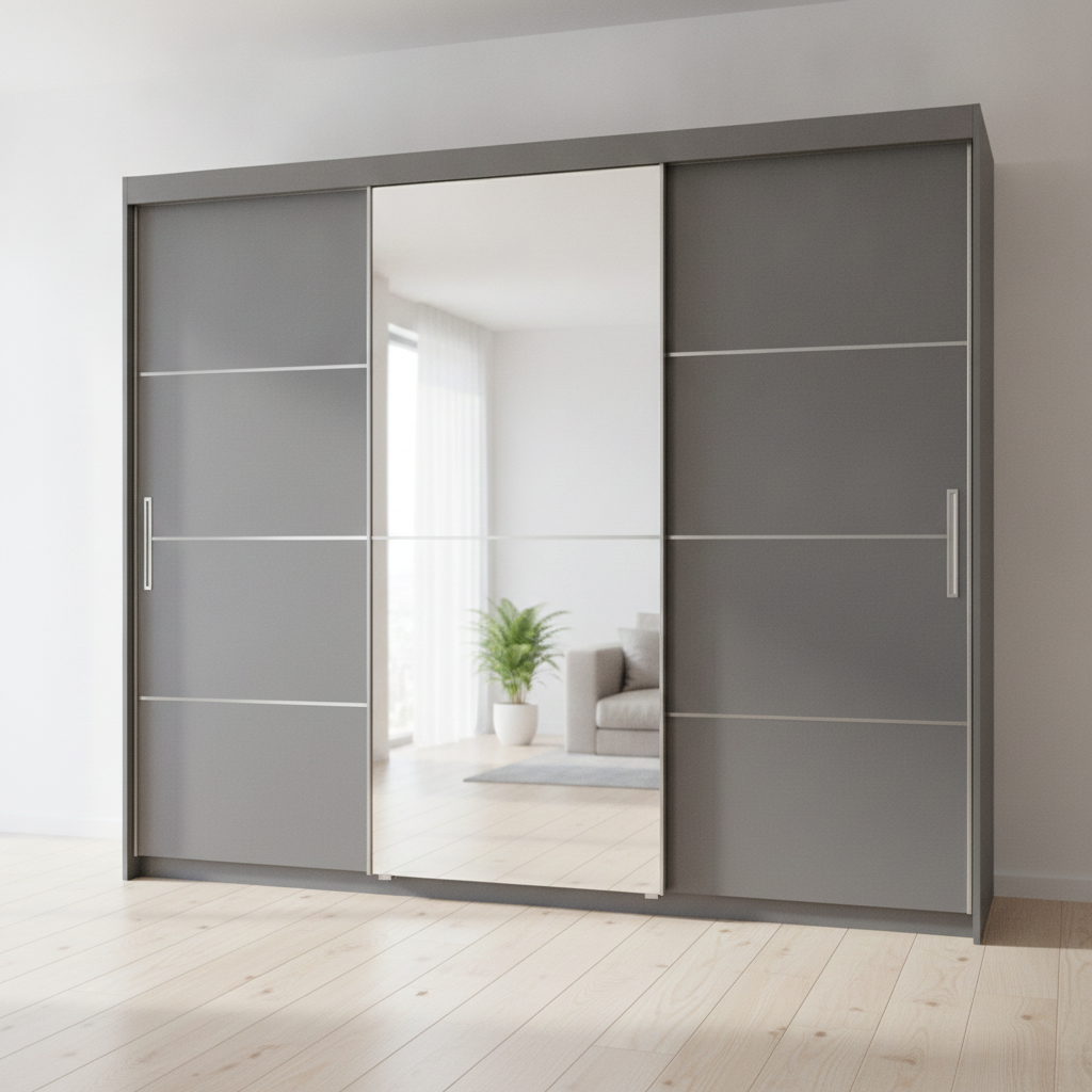 Lyon Mirrored Sliding Door Wardrobe - 250 cm
