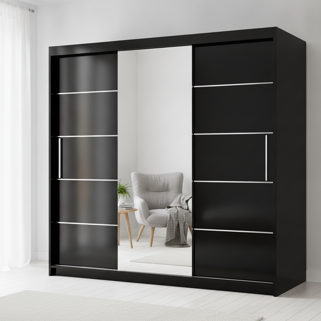 Lyon Mirrored Sliding Door Wardrobe - 250 cm
